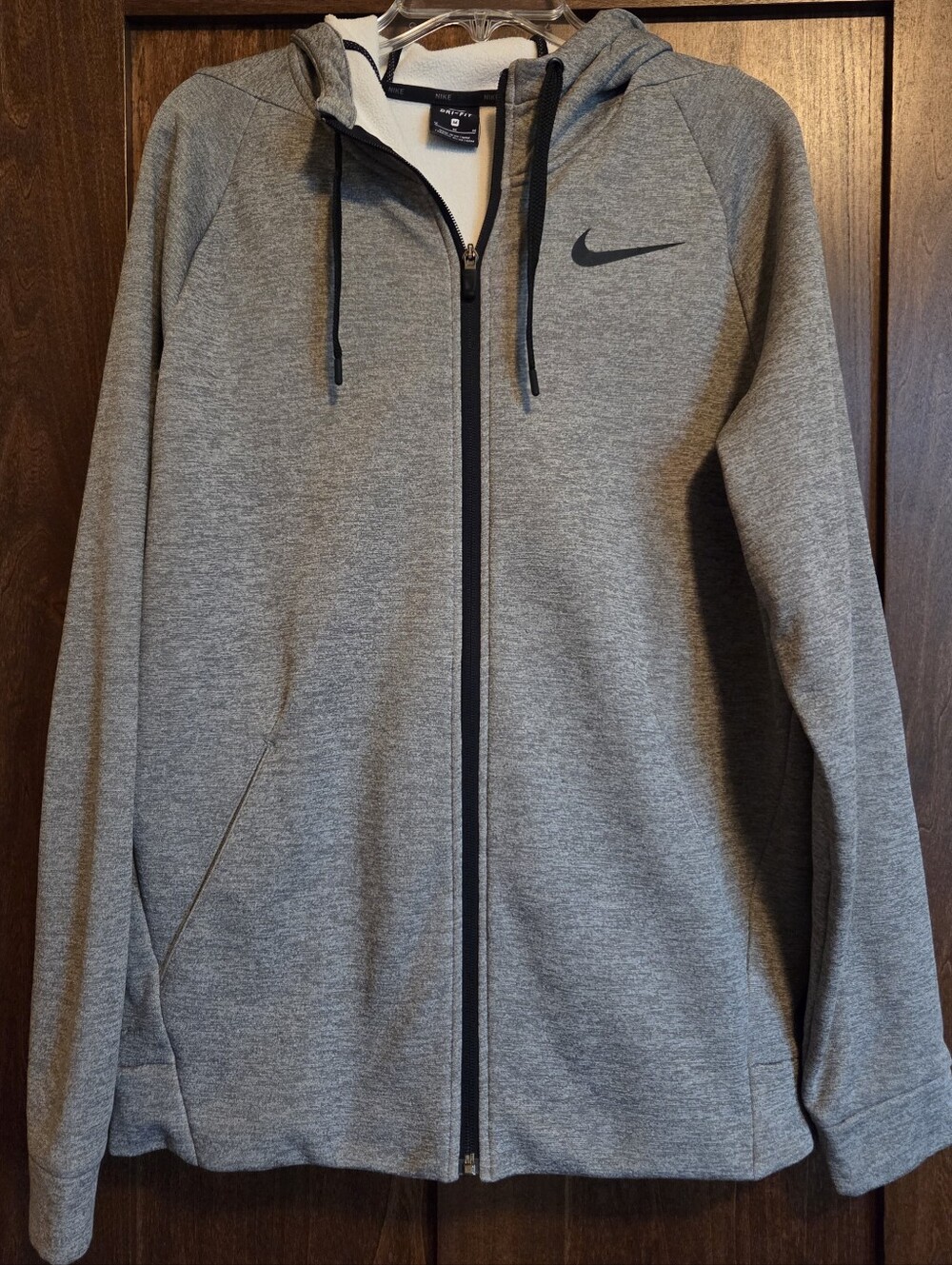 Nike Grey and Black Full-Zip Hoodie